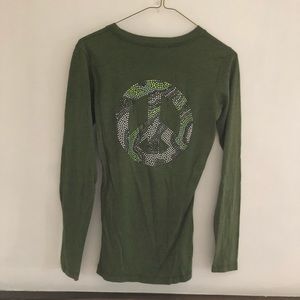 J & Company Long sleeve T. Beaded Peace sign